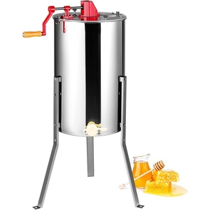 image:imageVEVOR 3 Frame Honey Extractor Stainless Steel Manual Beekeeping Extraction Honeycomb Drum Spinner with Transparent Lid Apiary Centrifuge Equipment with Height Adjustable Stand4 Frame Rack2 Deep Frames