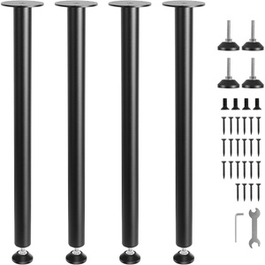 image:imageVEVOR 30 Inch Adjustable Desk Legs Reinforced Steel Office Table Furniture Set of 4 for DIY 1200 lbs Load Capacity Heavy Duty Quick Installation with Adjustable Foot Cup Black28 inchStraight
