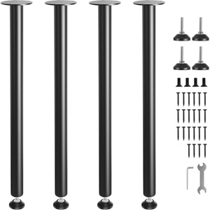 image:imageVEVOR 30 Inch Adjustable Desk Legs Reinforced Steel Office Table Furniture Set of 4 for DIY 1200 lbs Load Capacity Heavy Duty Quick Installation with Adjustable Foot Cup Black30 inchStraight
