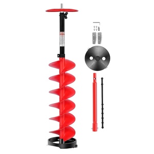 image:imageVEVOR 6 Diameter 39 Length Nylon Corless Ice Auger Drill Bit for Ice Fishing with Extra 118 Extension Rod Drill Adapter Top Plate and Blade GuardRed