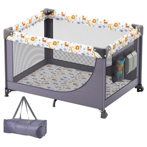 image:imageVEVOR Baby Travel Crib and Play Yard Folding Baby Playpen with Soft Mattress Pad Portable Toddlers Crib with Breathable Mesh and Travel Bag IndoorOutdoor Kid Activity Center for 036 Months Babies