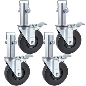 image:imageVEVOR Baker Scaffold Wheels 5 Scaffolding Rubber Swivel Caster Wheels with Dual Locking Heavy Duty Casters 126 Square Stem 330LBS Capacity per Wheel5 Square Tube Stem