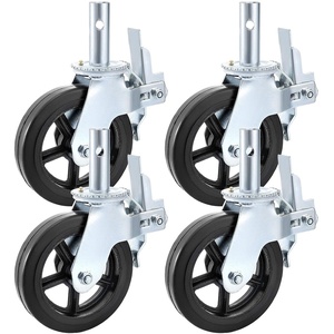 image:imageVEVOR Baker Scaffold Wheels 5 Scaffolding Rubber Swivel Caster Wheels with Dual Locking Heavy Duty Casters 126 Square Stem 330LBS Capacity per Wheel8 Solid Round Stem