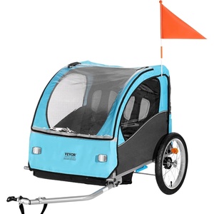 image:imageVEVOR Bike Trailer for Toddlers Kids Single amp Double Seat Options 2in1 Canopy Carrier with Strong Frame Converts to Stroller Tow Behind Foldable Child Bicycle Trailer with Universal Coupler110lb W20in Wheel