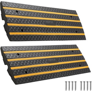 image:imageVEVOR Car Driveway Rubber Curb Ramp 2 Pack 488inchLong Heavy Duty Low Profile Slope Ramps 26 Rise 33069 lbs Load Capacity Reflective Safety Strips for Vehicles RVs and Wheelchairs488inchLong 2 Pack