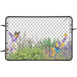 image:imageVEVOR Chain Link Fence Gate 72 x 48 in Adjustable Chain Link Fence Panel Fit 226 ft W x 6 ft H Garden Fence Gate Opening Fencing Gate with Plastic Coating for Farm Black Posts Not IncludedBlack
