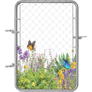 image:imageVEVOR Chain Link Fence Gate 72 x 48 in Adjustable Chain Link Fence Panel Fit 226 ft W x 6 ft H Garden Fence Gate Opening Fencing Gate with Plastic Coating for Farm Black Posts Not IncludedSilver