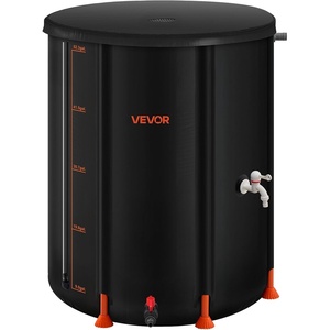 image:imageVEVOR Collapsible Rain Barrel 100 Gallon380 L Portable Water Tank PVC Rainwater Collection Barrel with Spigots and Overflow Kit Water Barrel for Garden Water Catcher2025black