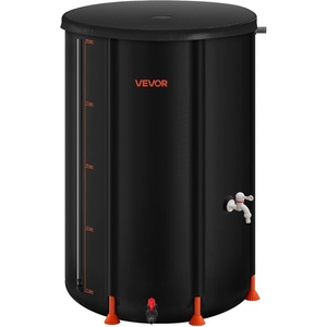 image:imageVEVOR Collapsible Rain Barrel 100 Gallon380 L Portable Water Tank PVC Rainwater Collection Barrel with Spigots and Overflow Kit Water Barrel for Garden Water CatcherBlack
