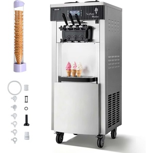image:imageVEVOR Commercial Ice Cream Machine 2028LH Yield 2200W 3Flavor Freestanding Soft Serve Ice Cream Maker with 2 x 6L Hoppers amp Hopper Agitation PreCooling SelfCleaning for Snack Dessert ShopsVertical 3 Flavors Basic Model2026
