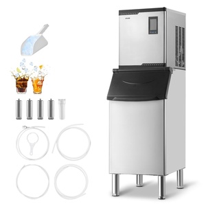 image:imageVEVOR Commercial Ice Maker Machine 300LBS24H IceMaking Machine with 300LBS Stainless Steel Storage Bin Auto SelfCleaning Ice Maker with Touchscreen for Bar Cafe Restaurant Business Commercial