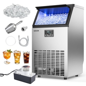 image:imageVEVOR Commercial Ice Maker Machine with Pump 100 lbs24h with 30 lbs Storage Capacity BuiltinFreestandingUnder Counter Stainless Steel Ice Maker with LED Display amp SelfCleaning for Home Bar130lbs24HMoonShaped Icewith Pump