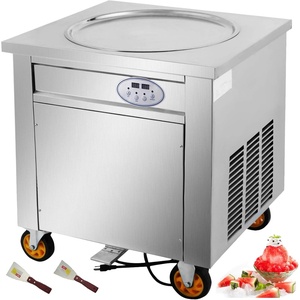 image:imageVEVOR Commercial Ice Roll Maker 1800W Fried Yogurt Cream Machine Fried Ice Cream Roll Machine with 197Inch Round Pan 2 Defrost Methods Button amp Pedal Perfect for Bars Cafes Dessert Shops