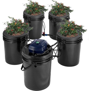 image:imageVEVOR DWC Hydroponic System 5 Gallon 8 Buckets Deep Water Culture Growing Bucket Hydroponics Grow Kit with Pump Air Stone and Water Level Device for IndoorOutdoor Leafy Vegetables4 Buckets1 Reservoir