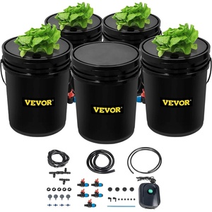 image:imageVEVOR DWC Hydroponic System 5 Gallon 8 Buckets Deep Water Culture Growing Bucket Hydroponics Grow Kit with Pump Air Stone and Water Level Device for IndoorOutdoor Leafy Vegetables5 Buckets