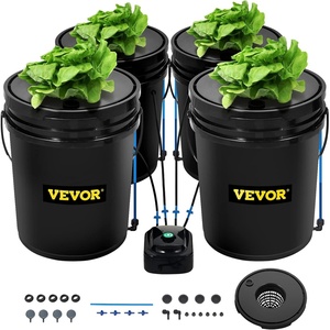 image:imageVEVOR DWC Hydroponic System 5 Gallon 8 Buckets Deep Water Culture Growing Bucket Hydroponics Grow Kit with Pump Air Stone and Water Level Device for IndoorOutdoor Leafy Vegetables4 Buckets