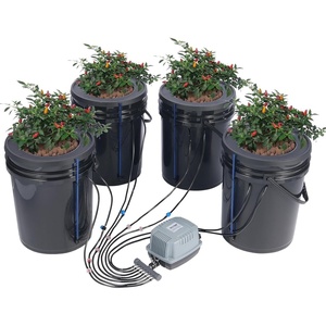 image:imageVEVOR DWC Hydroponic System 5 Gallon 8 Buckets Deep Water Culture Growing Bucket Hydroponics Grow Kit with Pump Air Stone and Water Level Device for IndoorOutdoor Leafy Vegetables4 BucketsTop Drip Kit
