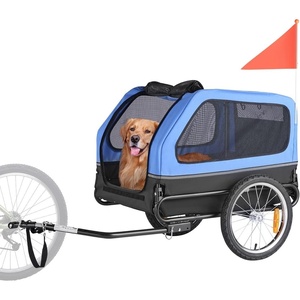 image:imageVEVOR Dog Bike Trailer Supports up to 88 lbs Pet Cart Bicycle Carrier Easy Folding Frame with Quick Release Wheels Universal Bicycle Coupler Reflectors Flag Collapsible to StoreBlueBlack