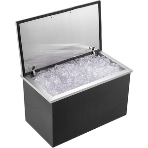 image:imageVEVOR Drop in Ice Chest 24 L x 20 W x 15 H Stainless Steel Ice Cooler Commercial Ice Bin with Hinged Cover 40 qt Outdoor Kitchen Ice Bar DrainPipe and Drain Plug Included for Cold Wine BeerBlack