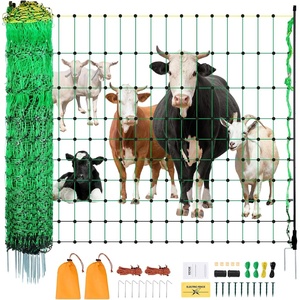 image:imageVEVOR Electric Fence Netting 42H x 164L PE Net Fencing with Posts and DoubleSpiked Stakes Utility Portable Mesh for Goats Sheep Lambs Deer Hogs Dogs for Farms Backyards and Ranches50in x 164ft