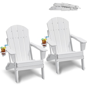 image:imageVEVOR Folding Adirondack Chairs Set of 2 with Cup Holder AllWeather Portable Plastic Fire Pit Chair Outdoor Adirondack Patio Chair with Relaxing Arm Rest Ergonomic for Garden Backyard WhiteWhite Plastic Adirondack Chairs Set of 2 With Cup Holder