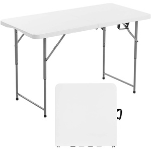 image:imageVEVOR Folding Table Heavy Duty Portable FoldinHalf Utility Table Indoor Outdoor Plastic Rectangle Table with Built in Handle for Party Dining Wedding Events Picnic Camping 8 ft White4 ft