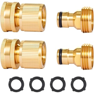 image:imageVEVOR Garden Hose Quick Connect 34 inch Male amp Female 200 PSI Heavy Duty Solid Brass Quick Connector 2 Sets Garden Hose Fitting No Leak Water Hoses Connectors with Gaskets