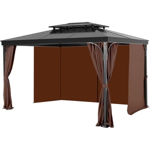 image:imageVEVOR Gazebo Curtains Outdoor Fit 12 x 10 x 67 Gazebos 4Panel Sidewall Gazebo Privacy Curtains with Zippers Outdoor Curtain Replacement for Patio Canopy Only Curtain GrayCoffee