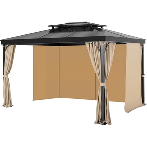 image:imageVEVOR Gazebo Curtains Outdoor Fit 12 x 10 x 67 Gazebos 4Panel Sidewall Gazebo Privacy Curtains with Zippers Outdoor Curtain Replacement for Patio Canopy Only Curtain GrayKhaki