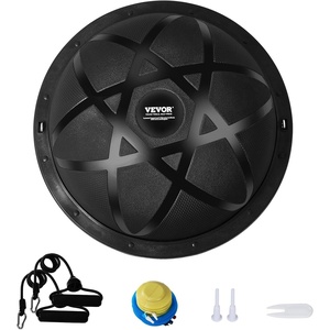 image:imageVEVOR Half Exercise Ball Trainer 2326 inch Balance Ball Trainer 1500lbs Capacity Stability Ball Yoga Ball with Resistance Bands amp Foot Pump Strength Fitness Ball for Home Gym Full Body Workout23 Particle Black