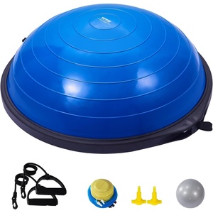 image:imageVEVOR Half Exercise Ball Trainer 2326 inch Balance Ball Trainer 1500lbs Capacity Stability Ball Yoga Ball with Resistance Bands amp Foot Pump Strength Fitness Ball for Home Gym Full Body Workout26 Ripple Blue