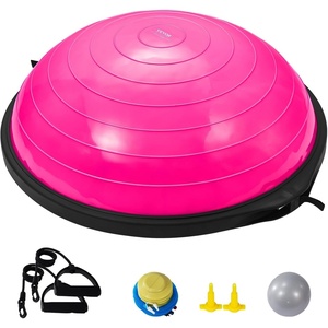image:imageVEVOR Half Exercise Ball Trainer 2326 inch Balance Ball Trainer 1500lbs Capacity Stability Ball Yoga Ball with Resistance Bands amp Foot Pump Strength Fitness Ball for Home Gym Full Body Workout26 Ripple Pink