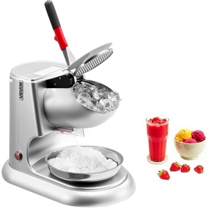 image:imageVEVOR Ice Crusher Machine 220lbs Per Hour Electric 4 Blades Snow Cone Maker Stainless Steel Shaved Ice Machine with Bowl and Cover 300W 2000RPM IceShaver for Home and Commercial Use SilverSilver
