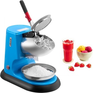 image:imageVEVOR Ice Crusher Machine 220lbs Per Hour Electric 4 Blades Snow Cone Maker Stainless Steel Shaved Ice Machine with Bowl and Cover 300W 2000RPM IceShaver for Home and Commercial Use SilverBlue
