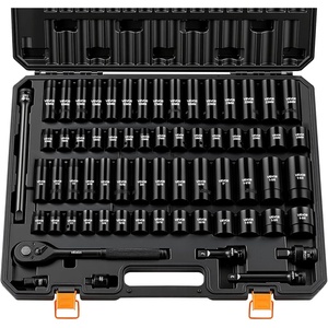 image:imageVEVOR Impact Socket Set 12 Inches 26 Piece Deep Sockets 6Point Rugged Construction CrV 12 Inches Drive Socket Set Impact Metric 10mm  36mm with a Storage Cage12 65PCS