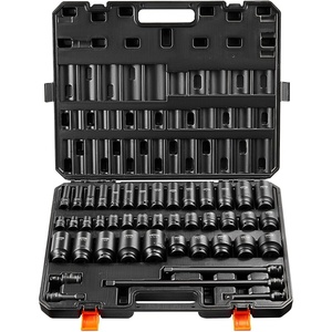 image:imageVEVOR Impact Socket Set 12 Inches 26 Piece Deep Sockets 6Point Rugged Construction CrV 12 Inches Drive Socket Set Impact Metric 10mm  36mm with a Storage Cage12 43PCS CRMO