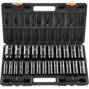 image:imageVEVOR Impact Socket Set 12 Inches 26 Piece Deep Sockets 6Point Rugged Construction CrV 12 Inches Drive Socket Set Impact Metric 10mm  36mm with a Storage Cage12 26PCS