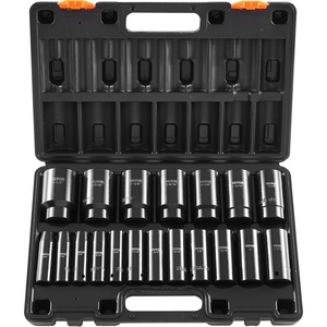 image:imageVEVOR Impact Socket Set 34 Inches 29 Piece Impact Sockets 6Point Sockets Rugged Construction CRM0 34 Inches Drive Socket Set Impact SAE 34 inch  212 inch with a Storage Cage12 19PCS Deep