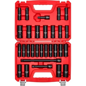 image:imageVEVOR Impact Socket Set 34 Inches 29 Piece Impact Sockets 6Point Sockets Rugged Construction CRM0 34 Inches Drive Socket Set Impact SAE 34 inch  212 inch with a Storage Cage12 29 PCS