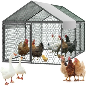 image:imageVEVOR Large Metal Chicken Coop with Run Walkin Chicken Coop for Yard with Waterproof Cover 65 x 98 x 65 ft Spire Roof Large Poultry Cage for Hen House Duck Coop and Rabbit Run787L x 394W x 394H