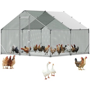 image:imageVEVOR Large Metal Chicken Coop with Run Walkin Chicken Coop for Yard with Waterproof Cover 65 x 98 x 65 ft Spire Roof Large Poultry Cage for Hen House Duck Coop and Rabbit Run1181L x 1181W x 787H