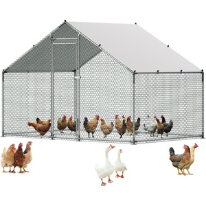 image:imageVEVOR Large Metal Chicken Coop with Run Walkin Chicken Coop for Yard with Waterproof Cover 65 x 98 x 65 ft Spire Roof Large Poultry Cage for Hen House Duck Coop and Rabbit Run1176L x 792W x 792H