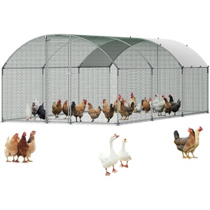 image:imageVEVOR Large Metal Chicken Coop with Run Walkin Chicken Coop for Yard with Waterproof Cover 65 x 98 x 65 ft Spire Roof Large Poultry Cage for Hen House Duck Coop and Rabbit Run1181L x 2362W x 787H