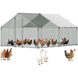 image:imageVEVOR Large Metal Chicken Coop with Run Walkin Chicken Coop for Yard with Waterproof Cover 65 x 98 x 65 ft Spire Roof Large Poultry Cage for Hen House Duck Coop and Rabbit Run1186L x 1547W x 784H