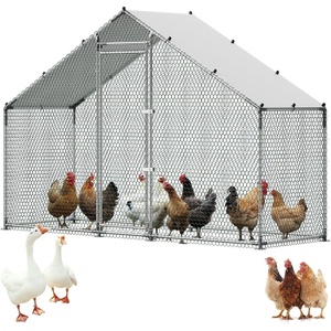 image:imageVEVOR Large Metal Chicken Coop with Run Walkin Chicken Coop for Yard with Waterproof Cover 65 x 98 x 65 ft Spire Roof Large Poultry Cage for Hen House Duck Coop and Rabbit Run1181L x 394W x 787H