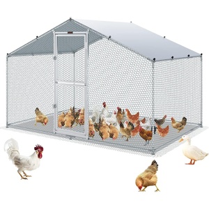 image:imageVEVOR Large Metal Chicken Coop with Run Walkin Chicken Coop for Yard with Waterproof Cover 65 x 98 x 65 ft Spire Roof Large Poultry Cage for Hen House Duck Coop and Rabbit Run1180L x 780W x 780H