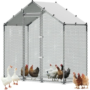 image:imageVEVOR Large Metal Chicken Coop with Run Walkin Chicken Coop for Yard with Waterproof Cover 65 x 98 x 65 ft Spire Roof Large Poultry Cage for Hen House Duck Coop and Rabbit Run787L x 394W x 787H
