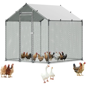 image:imageVEVOR Large Metal Chicken Coop with Run Walkin Chicken Coop for Yard with Waterproof Cover 65 x 98 x 65 ft Spire Roof Large Poultry Cage for Hen House Duck Coop and Rabbit Run787L x 787W x 787H