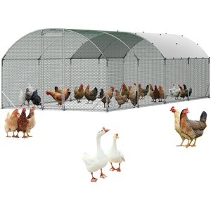 image:imageVEVOR Large Metal Chicken Coop with Run Walkin Chicken Coop for Yard with Waterproof Cover 65 x 98 x 65 ft Spire Roof Large Poultry Cage for Hen House Duck Coop and Rabbit Run2992L x 1063W x 787H