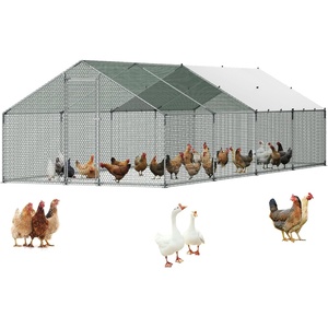 image:imageVEVOR Large Metal Chicken Coop with Run Walkin Chicken Coop for Yard with Waterproof Cover 65 x 98 x 65 ft Spire Roof Large Poultry Cage for Hen House Duck Coop and Rabbit Run3149L x 1181W x 787H